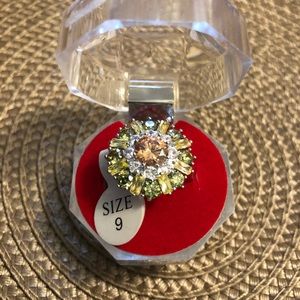 Ring silver 925 color green size 9